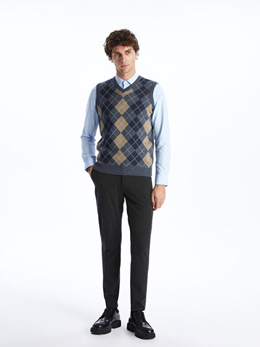 Standart Kal?p V Yaka Erkek Triko S?veter