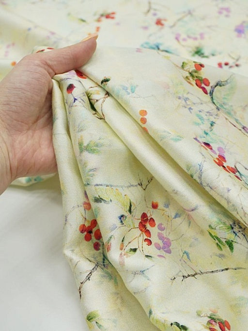 Вискозный атлас (Digital) Рябиновая веточка, ш.1.5м, вискоза-100%, 115гр/м.кв - Купава фото 7