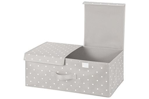Короб складной для хранения 50*30*20 см Серый горошек + 2 крышки на липучке + ручка
