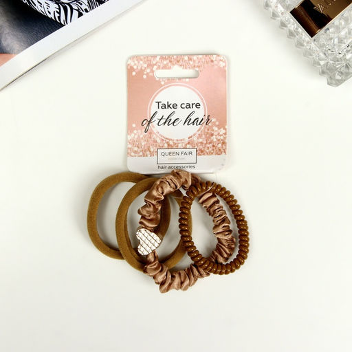 Цена за 6 шт. Резинка для волос QF «Милена», сердце блеск, 4 см, набор 4 шт., МИКС