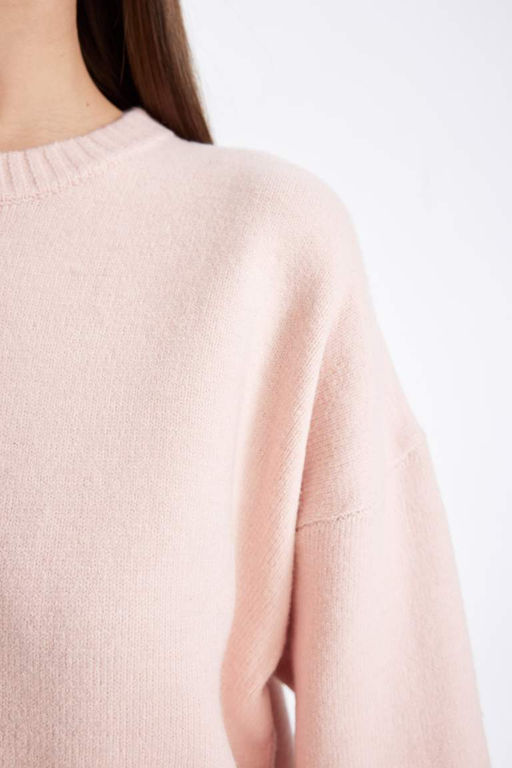 Свитер оверсайз с круглым вырезом - Defacto фото 4