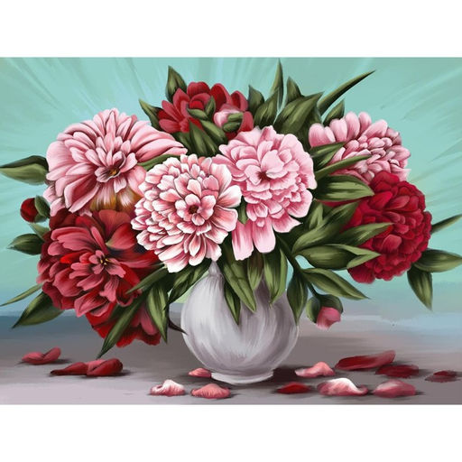 Алмазная мозаика с полным заполнением на подрамнике «Пионы», 30×40 см