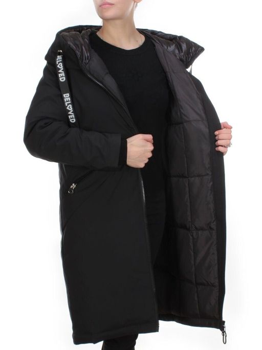 2238 BLACK Пальто женское зимнее AKIDSEFRS (200 гр. холлофайбера) - Fashion фото 8