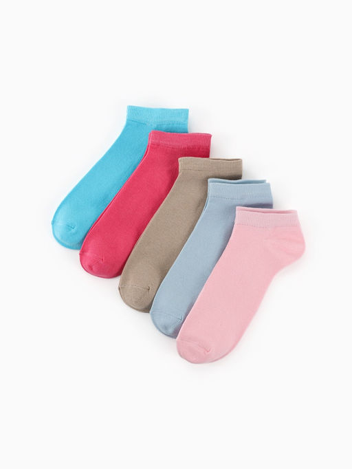 Носки женские MINAKU, набор 5 пар, размер 37-40 (23-25 см), цвет розовый, бежевый, голубой