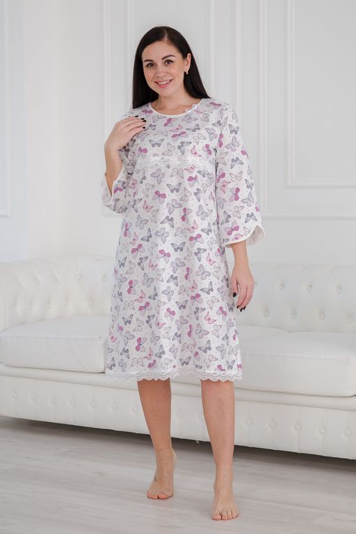 Ночная сорочка женская из футера Капучино бабочки - Амадэль фото 8