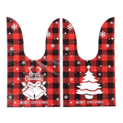 Цена за 50 шт. Пакет полиэтиленовый подарочный новогодний, с ушками Клетка красная, 13?23 см - UPAK LAND фото 3