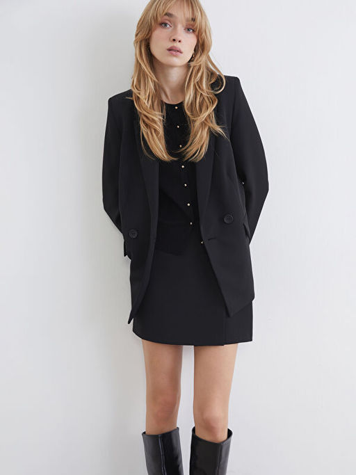 Kad?n Krep Blazer Ceket