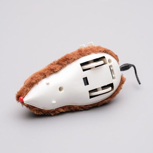 Мышь заводная меховая, 12 см, коричневая - Пижон фото 4