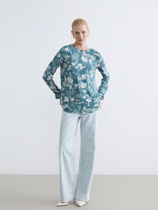 Bisiklet Yaka Desenli Bluz