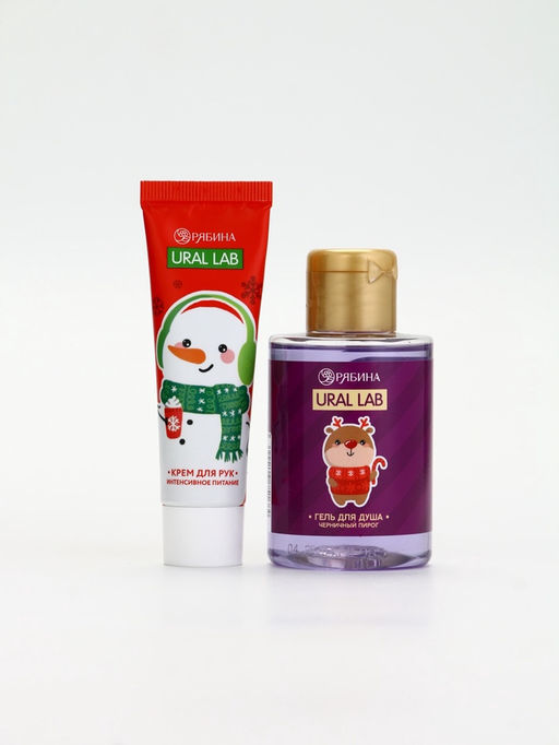 Подарочный набор новогодний Снеговик, гель для душа, кружка, мочалка и крем для рук, URAL LAB