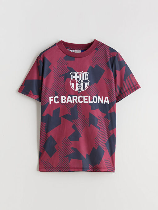Bisiklet Yaka Barcelona Bask?l? Erkek ?ocuk Ti??rt