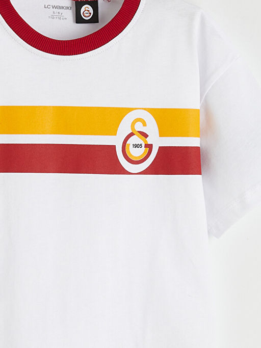 Bisiklet Yaka Galatasaray Bask?l? Erkek ?ocuk Ti??rt - Waikiki фото 3