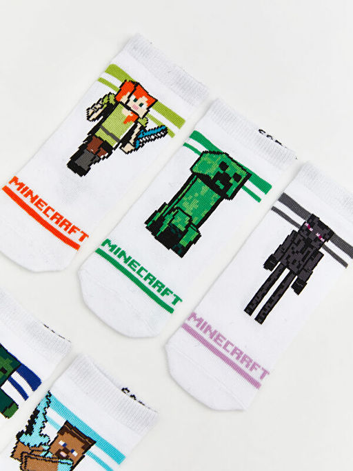Minecraft Bask?l? Erkek ?ocuk Patik ?orap 5li