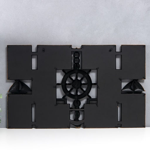 Фоторамка-коллаж на 10 фото 10×15 см «Якорь и штурвал», пластик, мультирамка, т. Золото, 41×68 см