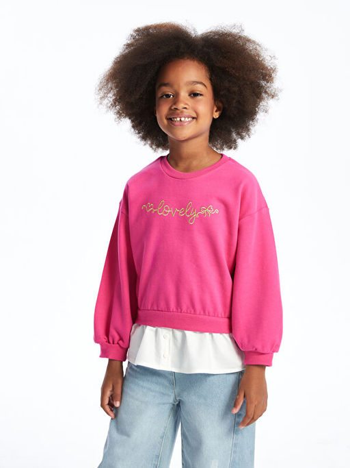 Bisiklet Yaka Uzun Kollu Bask?l? K?z Bebek Sweatshirt - Waikiki фото 4