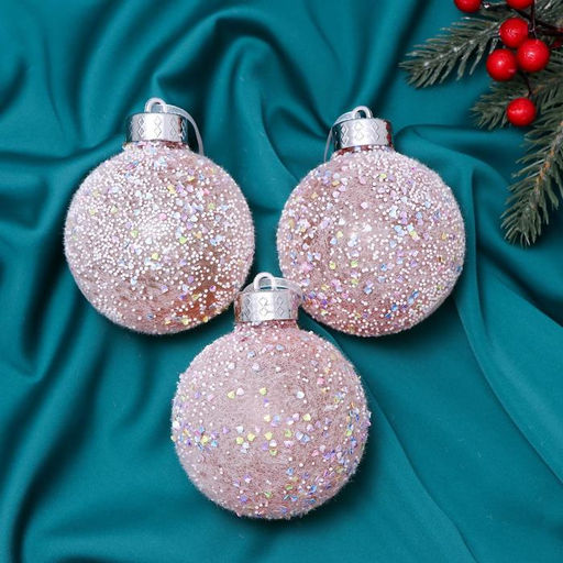 Ёлочные игрушки Снежное царство, шары новогодние, d=8 см, набор 3 шт.