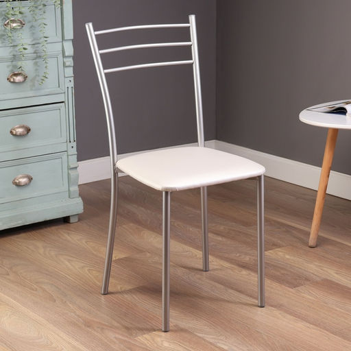 Стул для кухни Клик Мебель «Хлоя», искусственная кожа, цвет металлик/белый