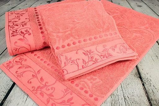 Набор махровых полотенец жаккард Подарочный-коралл 3 шт (40*70 см, 50*90 см,70*130 см) в индив. упак. хлопок 100% - Лен поволжья фото 2