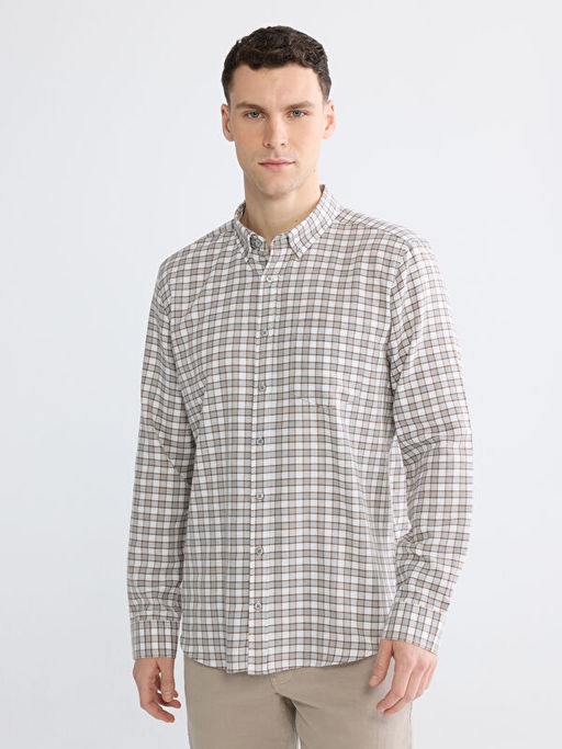 Regular Fit Ekose Gabardin Erkek G?mlek