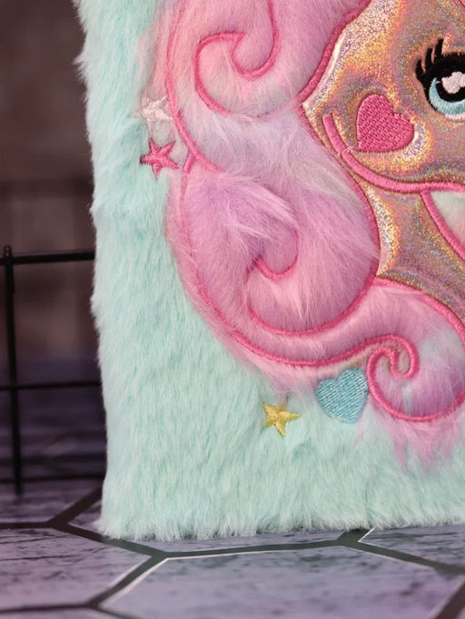 Блокнот плюшевый "Beautiful unicorn", green mix, 15х21 см, плотность 80 гр.