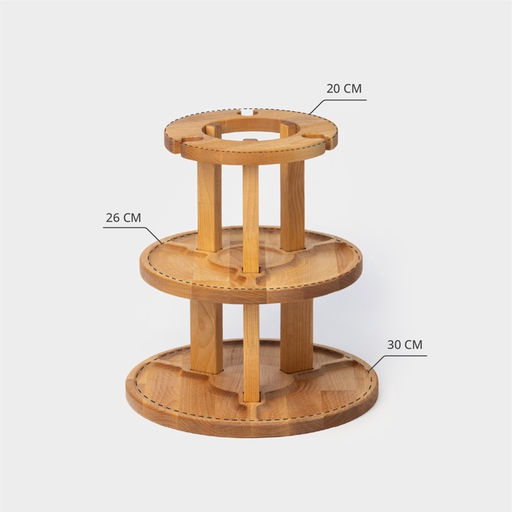 Менажница Adelica, 3-х ярусная с подставкой для вина, d=30×1.8 см, d=26×1.8 см, d=20×1.8 см, дерево берёза, в подарочной коробке