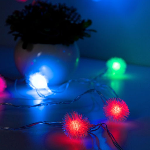 Гирлянда Нить 5 м с насадками Ёжики, IP20, прозрачная нить, 20 LED, свечение мульти (RG/RB), мигание, 220 В - Luazon lighting фото 7