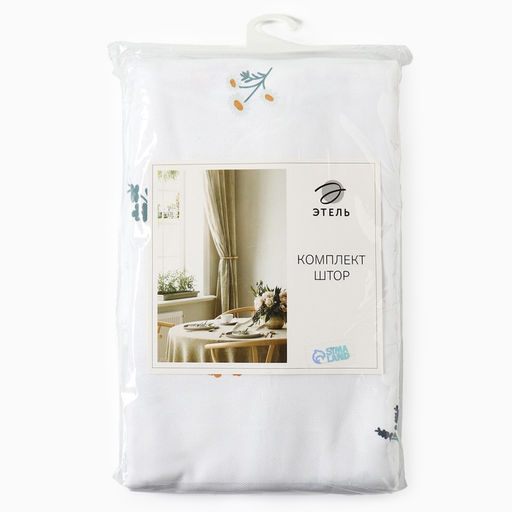 Шторы для кухни с подхватами Этель «Полевые цветочки», 150×180 см - 2 шт., рогожка 176 г/м²