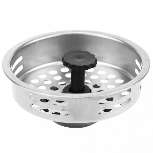 Пробка-сетка для раковины из нержавеющей стали д8см h3,5см, с ручкой Эконом в блистере (Китай)