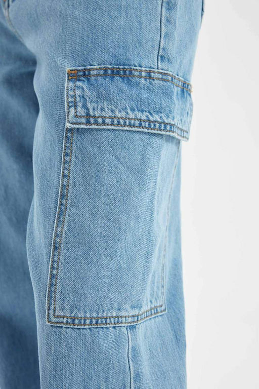 Длинные джинсовые брюки с широкими штанинами и высокой талией в стиле 90-х годов - Defacto фото 6