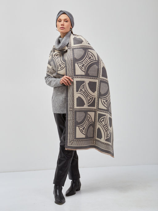 В составе шерсть и кашемир! теплый двусторонний палантин - Tantino фото 2