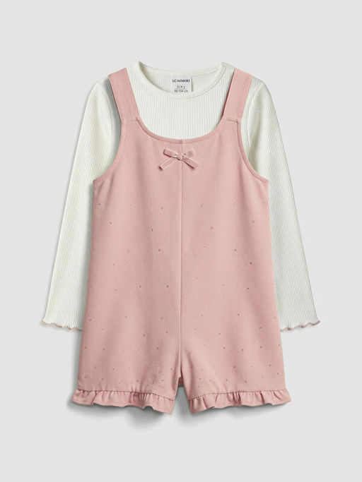 Fiyonk Detayl? K?z ?ocuk Salopet Elbise