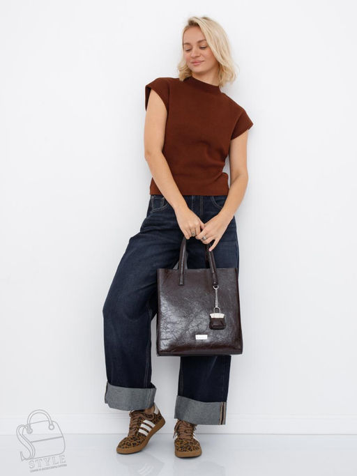 Сумка женская кожаная 91147-1SP coffee Velina Fabbiano-Safenta в Новосибирске