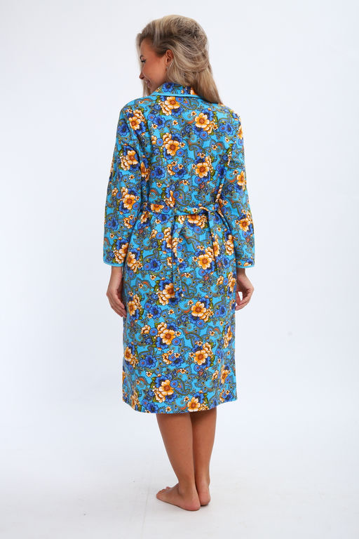 Халат женский из фланели Маша макси цветы