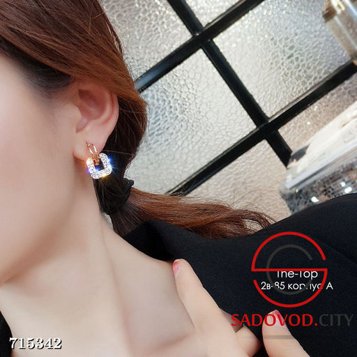 Серьги кристальный квадрат бижутерия