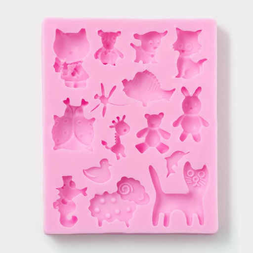 Молд для заливки Доляна Зверята, 15 ячеек, 9.5?7.5?1 см, силикон, розовый  фото 3