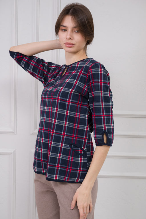 Кофта женская из интерлока Анфиса серо-красный - Амадэль фото 2