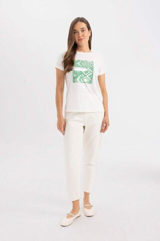 Футболка стандартного кроя с круглым вырезом и короткими рукавами с принтом - Defacto фото 2