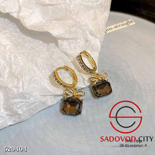 Серьги с большими чёрными камушками - Bruno фото 2