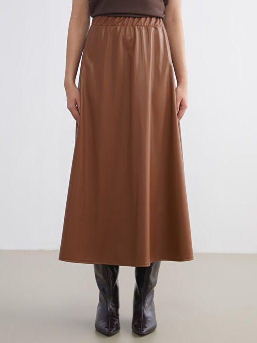 Beli Lastikli Deri G?r?n?ml? Klo? Etek