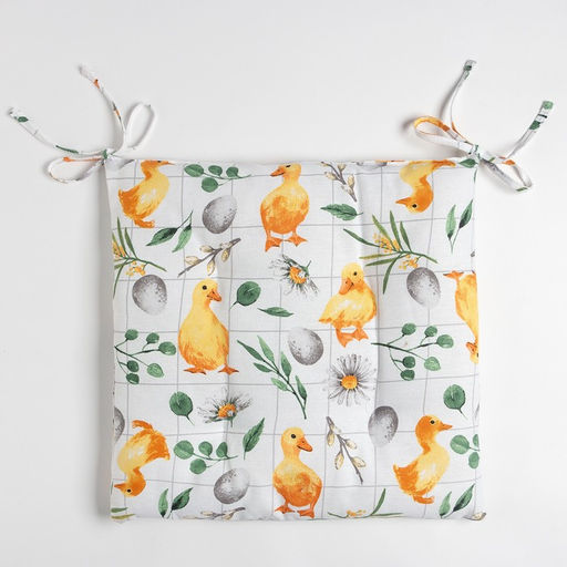 Сидушка на стул Доляна Duckling 42х42 см, 100% хлопок, рогожка 164 г/м2  фото 2