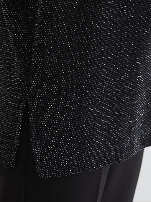 Bisiklet Yaka Parlak G?r?n?ml? Bluz