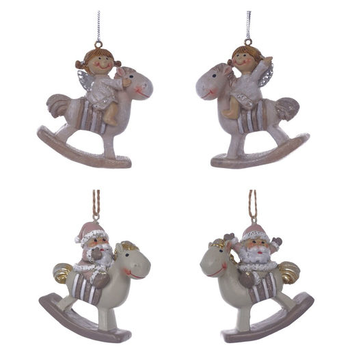 Фигурка декоративная подвесная "Ангел/Дед Мороз", L6 W2,5 H6,5 см, 4в.