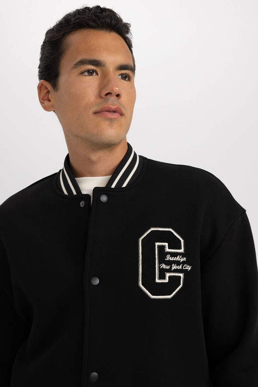 Кардиган оверсайз на мягкой подкладке с воротником-бомбером и принтом - Defacto фото 7