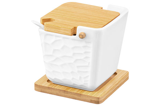 Банка для сыпучих продуктов 300 мл 10,5*9,5*10 см Витраж +ложка+ откид. бамб.крыш.+дер.под - Elan gallery фото 9