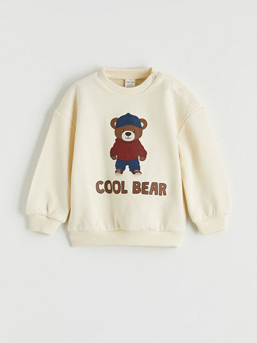 Bask?l? Erkek Bebek Sweatshirt ve E?ofman Alt?