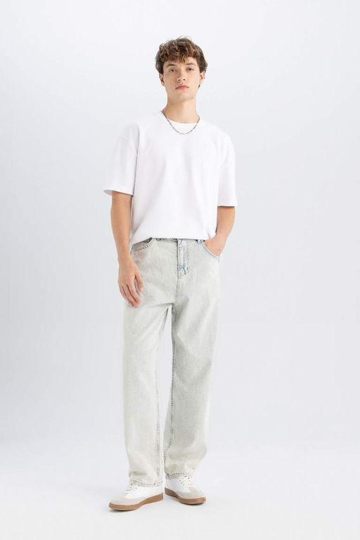 Джинсовые брюки Baggy Fit с широким узором и нормальной талией, широкие брюки - Defacto фото 10