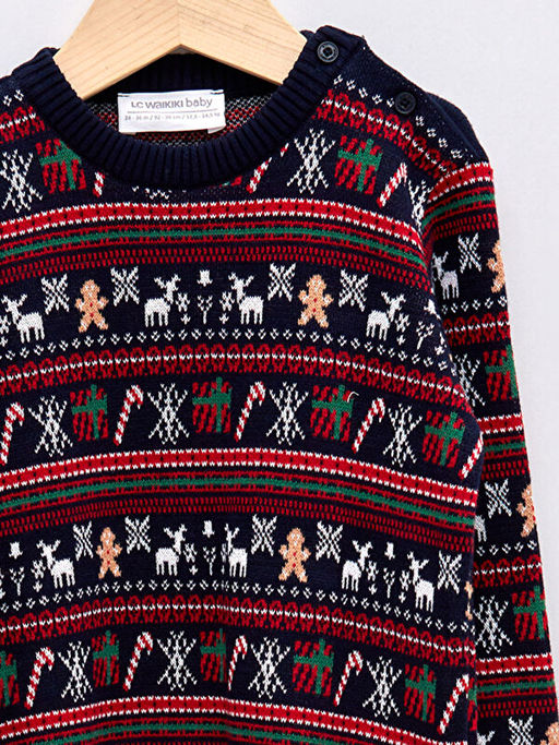 Bisiklet Yaka Uzun Kollu Y?lba?? Temal? Erkek Bebek Triko Kazak - Waikiki фото 3