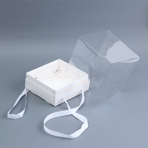 Коробка для торта с прозрачной крышкой, белая, 17×17×15 см