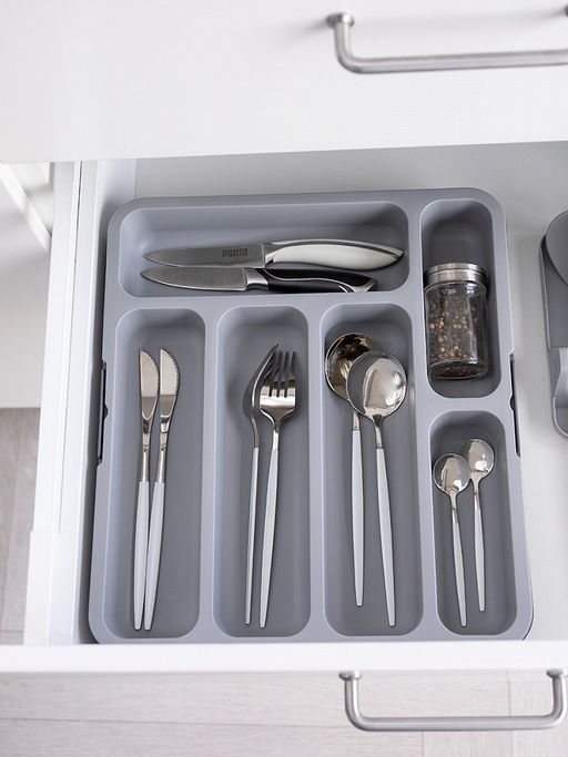 Органайзер для столовых приборов 31x35,5x5,5 серый полипропилен - Denastia фото 7