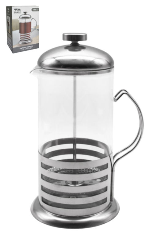 Френч-пресс Lavenir 1000 мл, 1545-1000 стекло, нержавеющая сталь 00102309